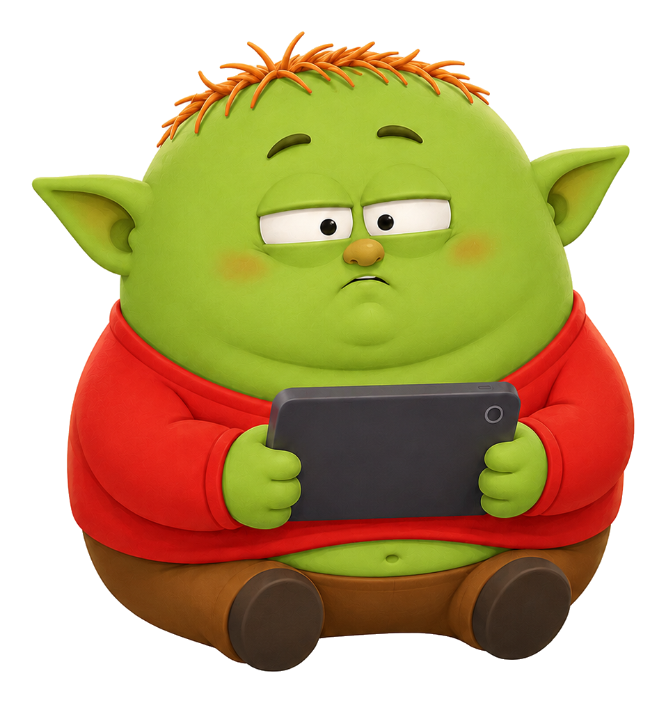 The PhoneGoblin Goblin clutching a phone
