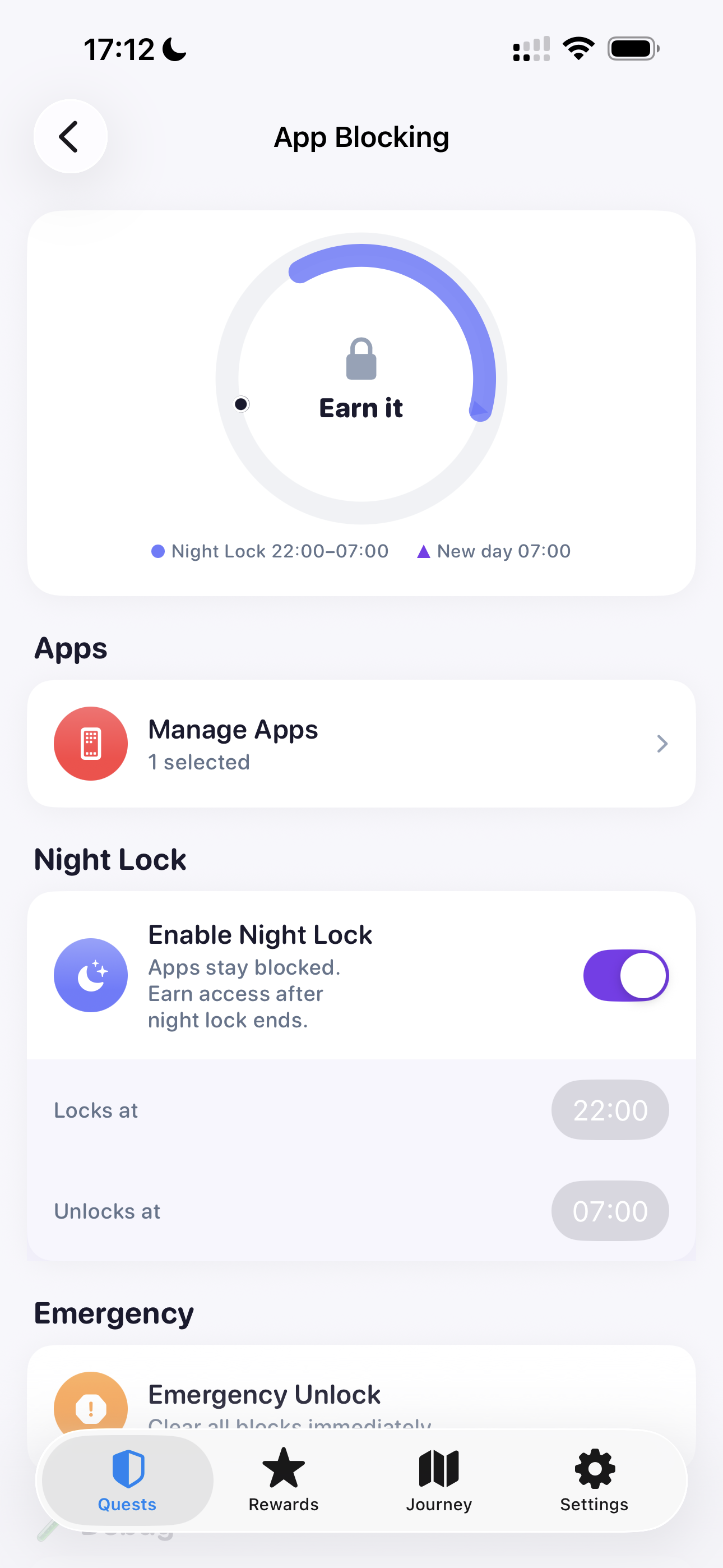 App blocking screen